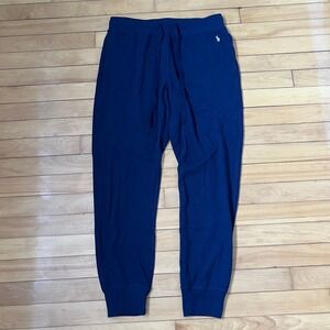 Polo Ralph Lauren Mens Navy Blue Waffle Knit Jogger Pajama Pants Large L Pony